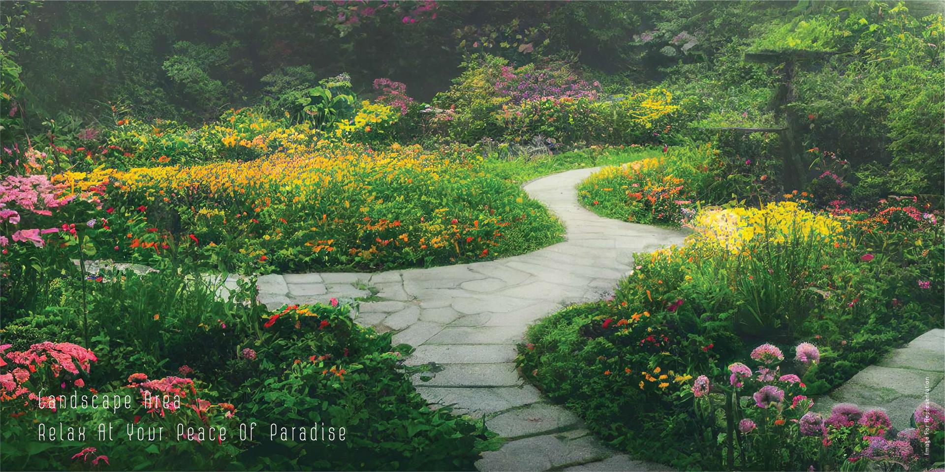 Landscaped gardens at Ajmera Downtown, Kalbadevi