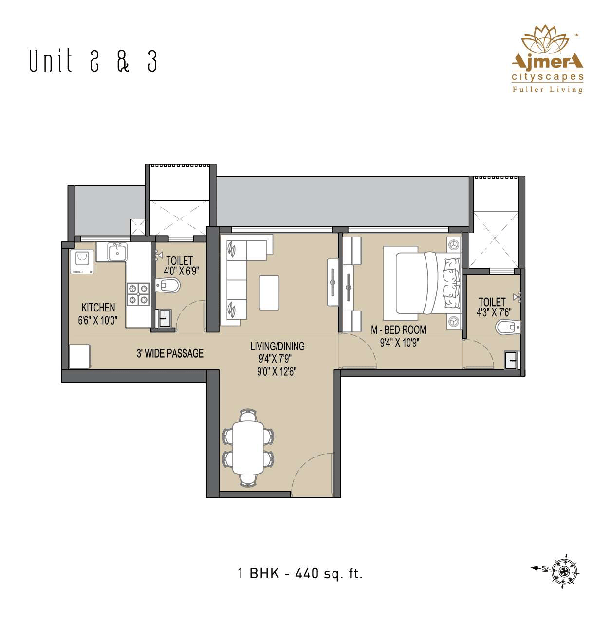 1BHK floor plan