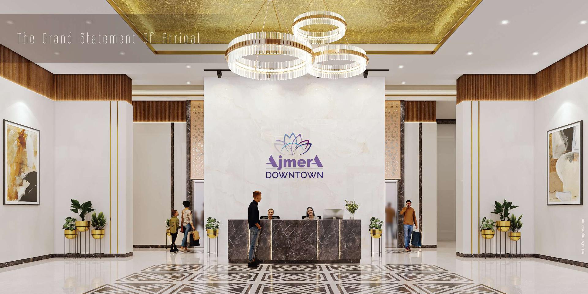 Grand entrance lobby at Ajmera Downtown, Kalbadevi