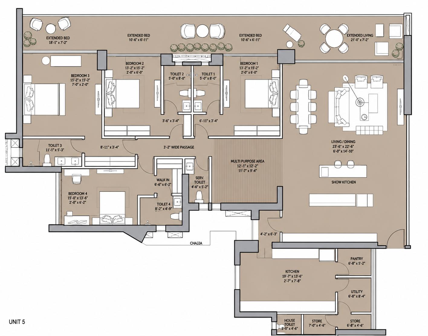 4BHK Sky Villa (Pent House) floor plan