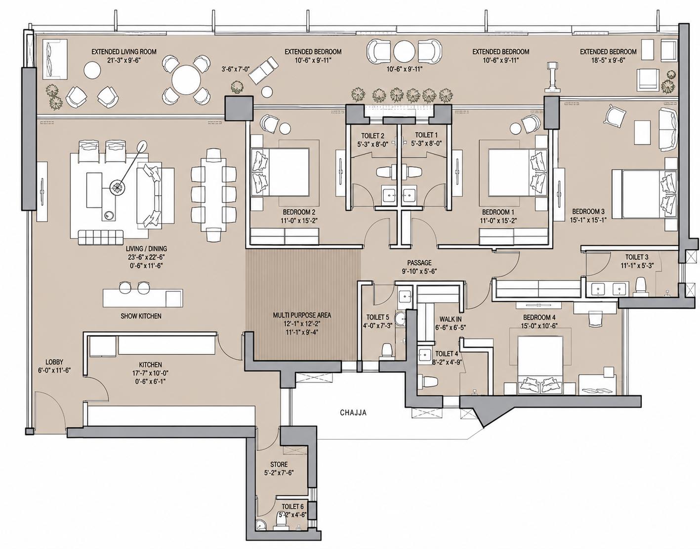 4BHK Signature floor plan