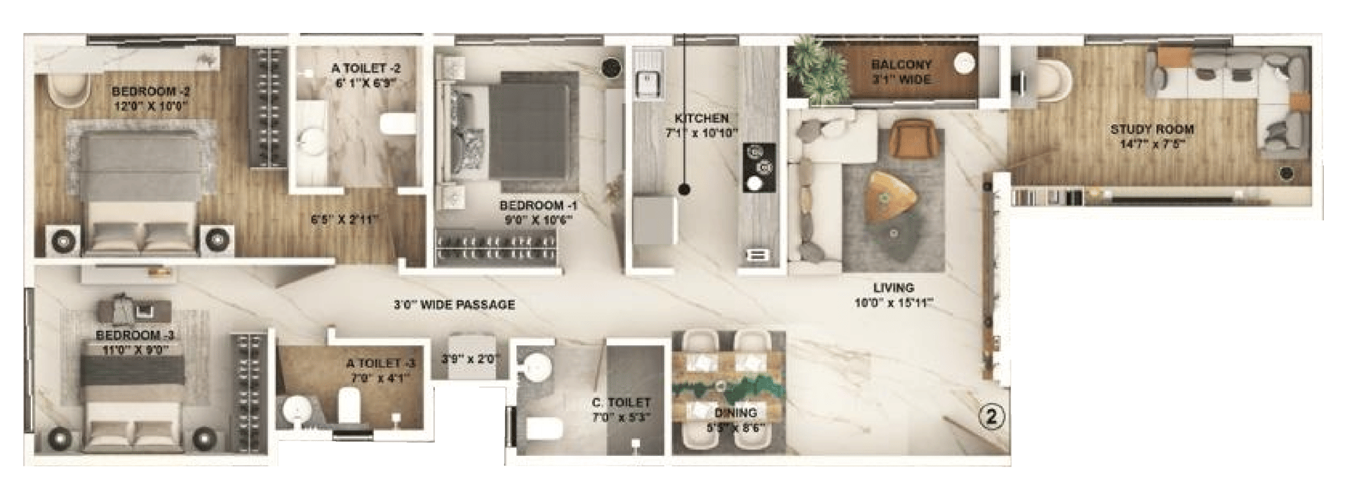 3.5 BHK floor plan