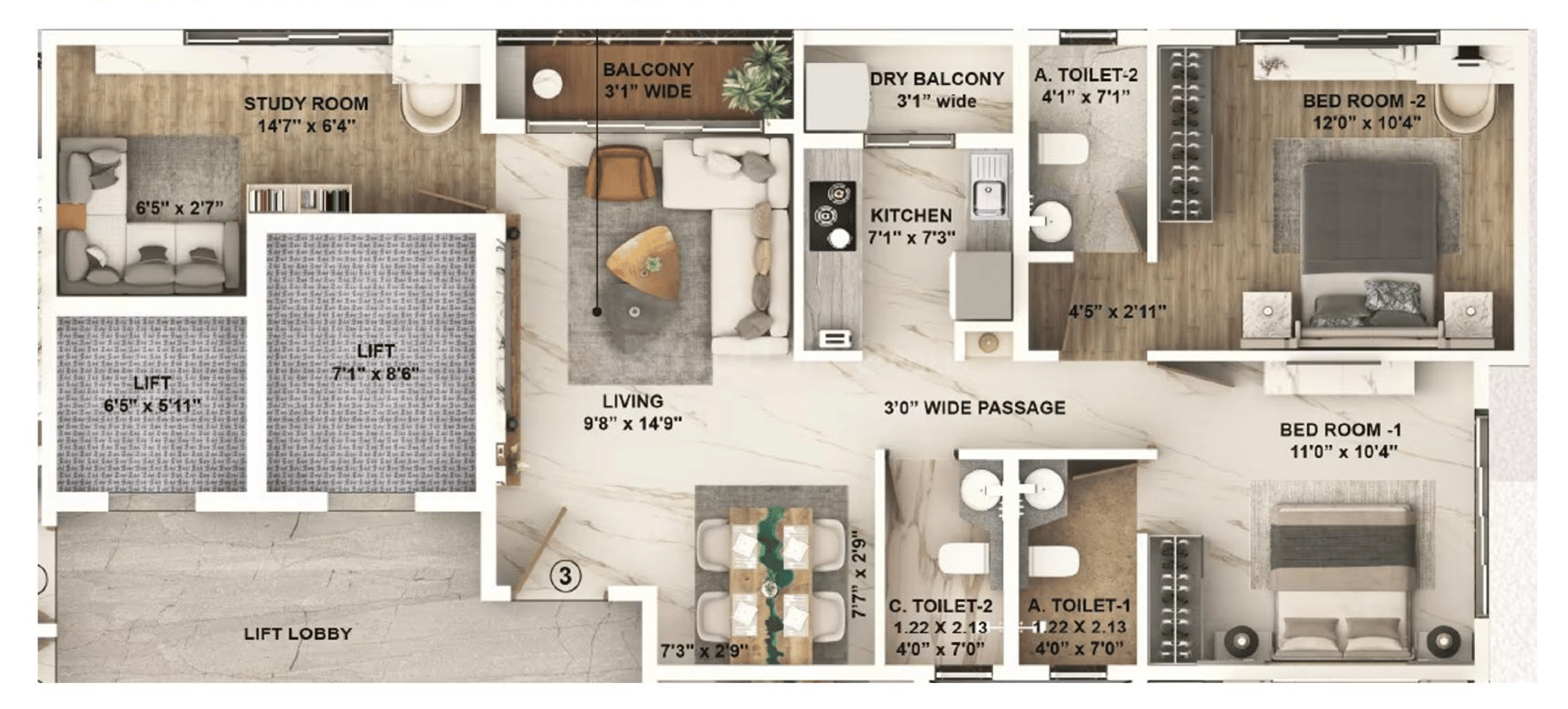 2.5 BHK floor plan