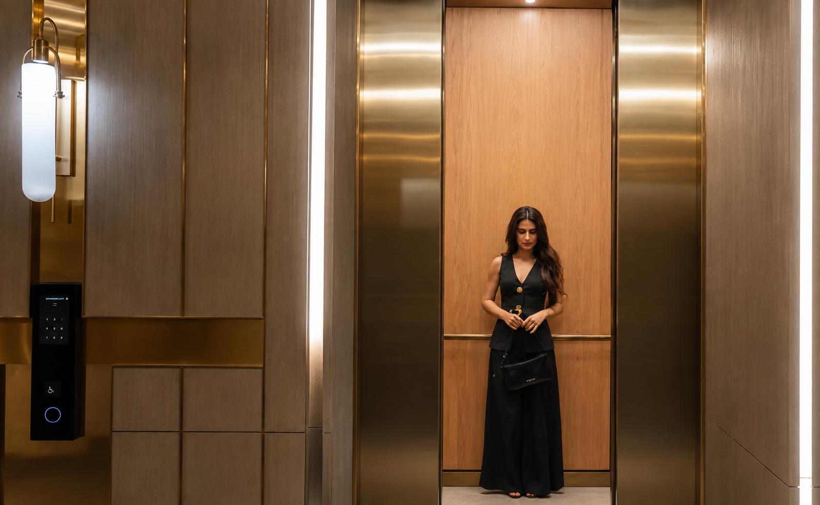 High-speed elevators at Lodha Sovrano, Jogeshwari West
