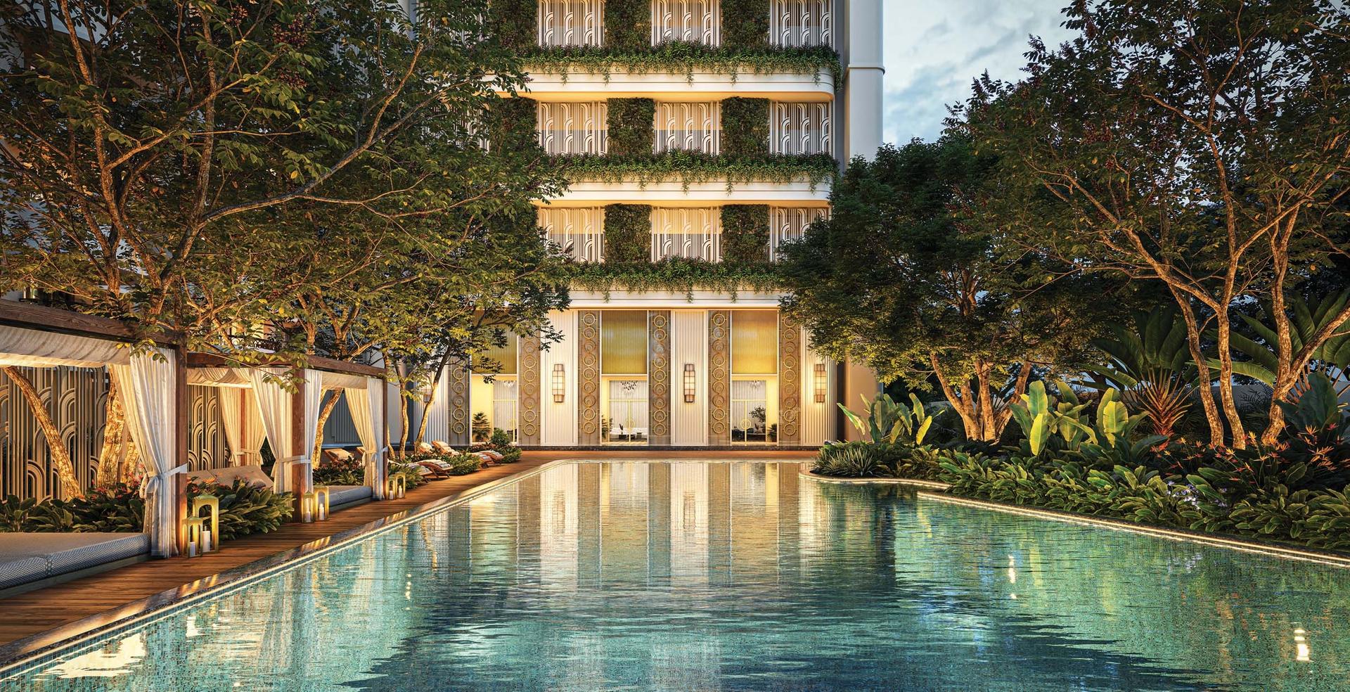 Swimming pool at Lodha Sovrano, Jogeshwari West