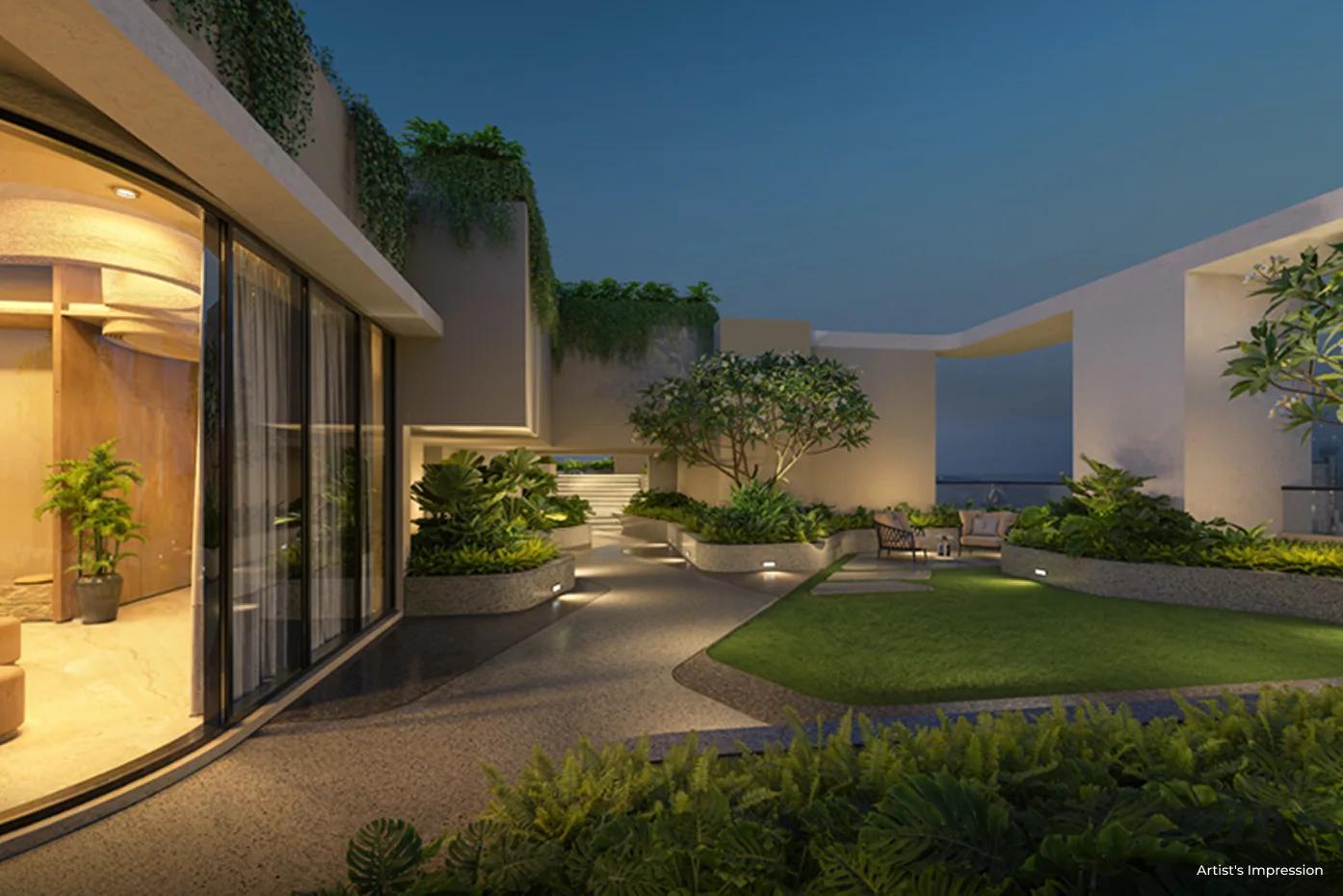 Landscaped gardens at Viceroy Visava, Versova