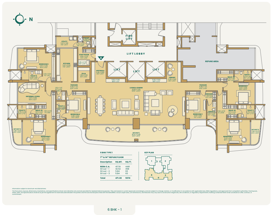 6BHK - Type 1 floor plan