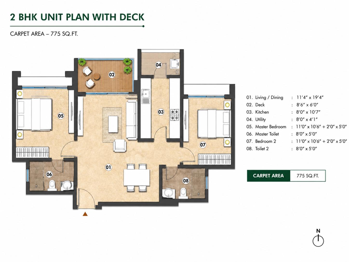 2BHK Luxury floor plan