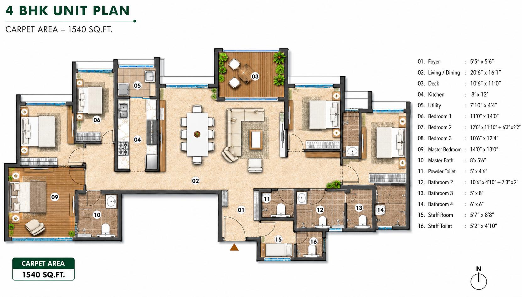 4BHK floor plan