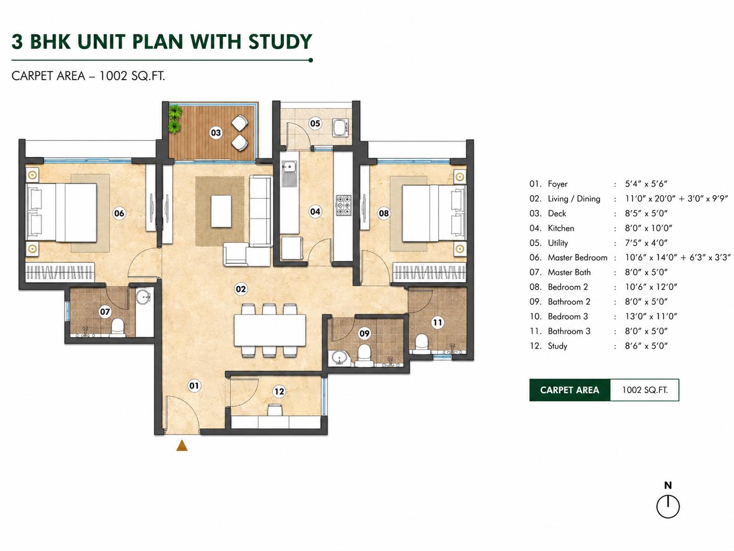 3BHK Premium floor plan