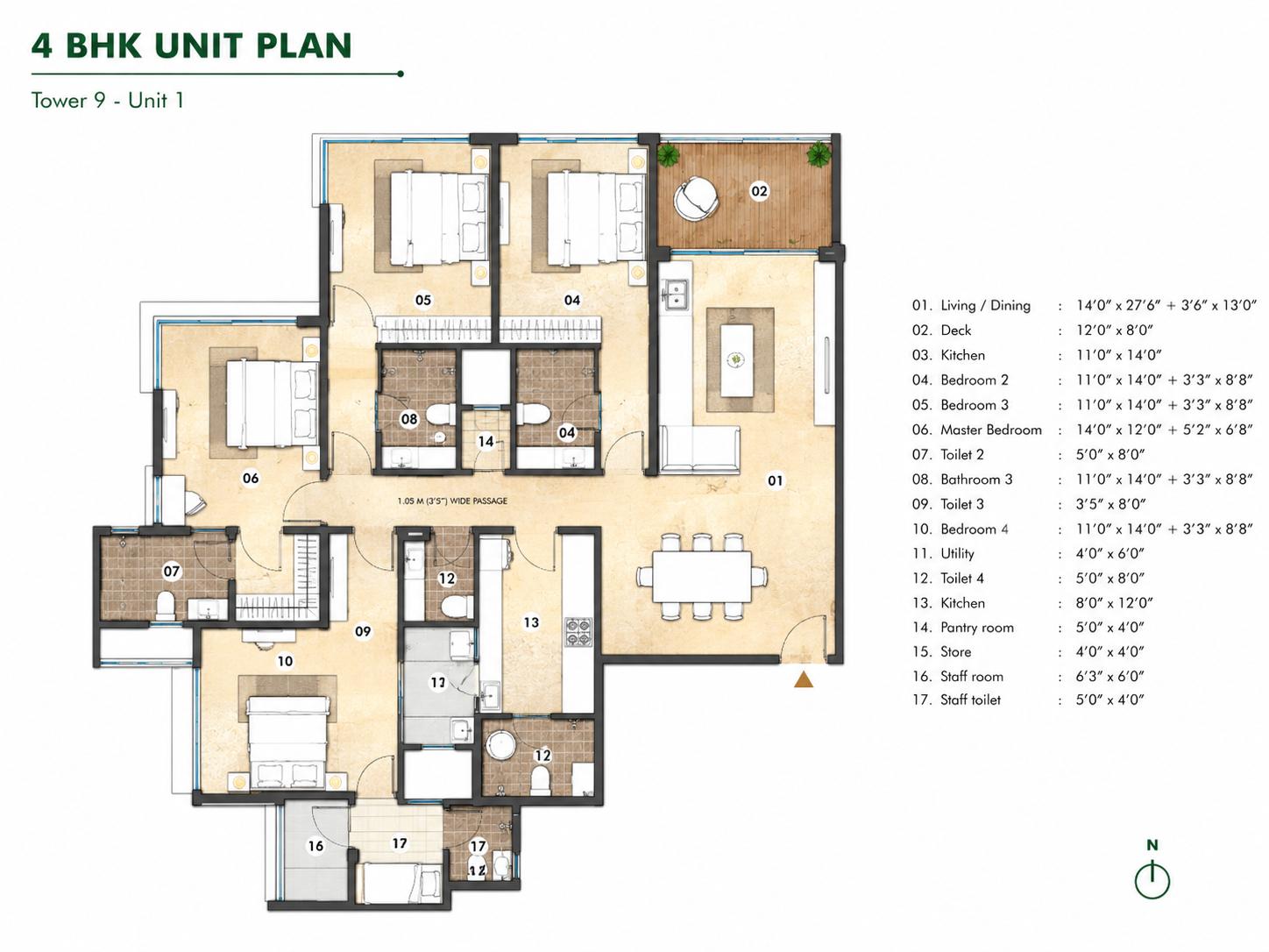 4BHK Elite floor plan