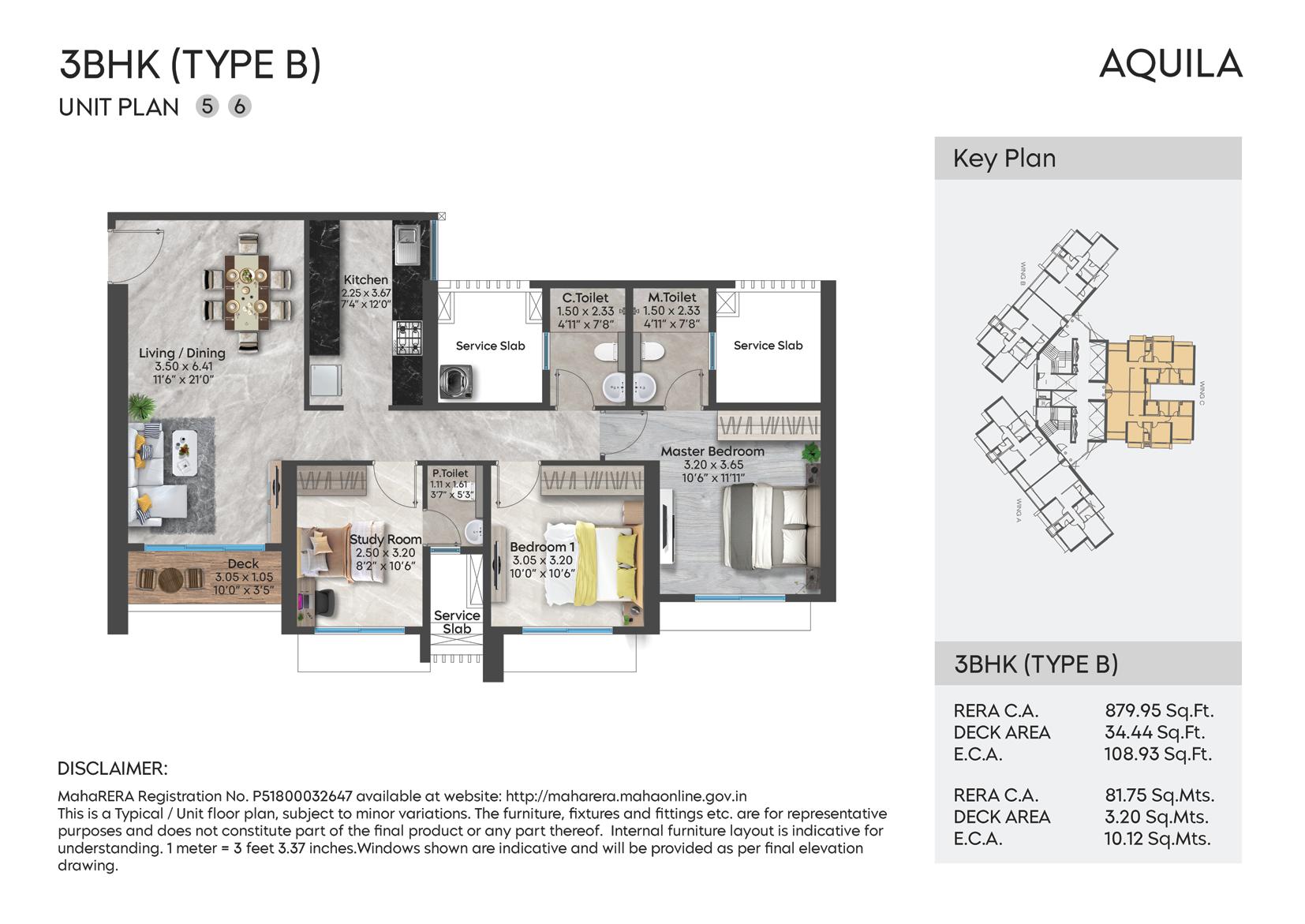 3BHK (Type B) floor plan