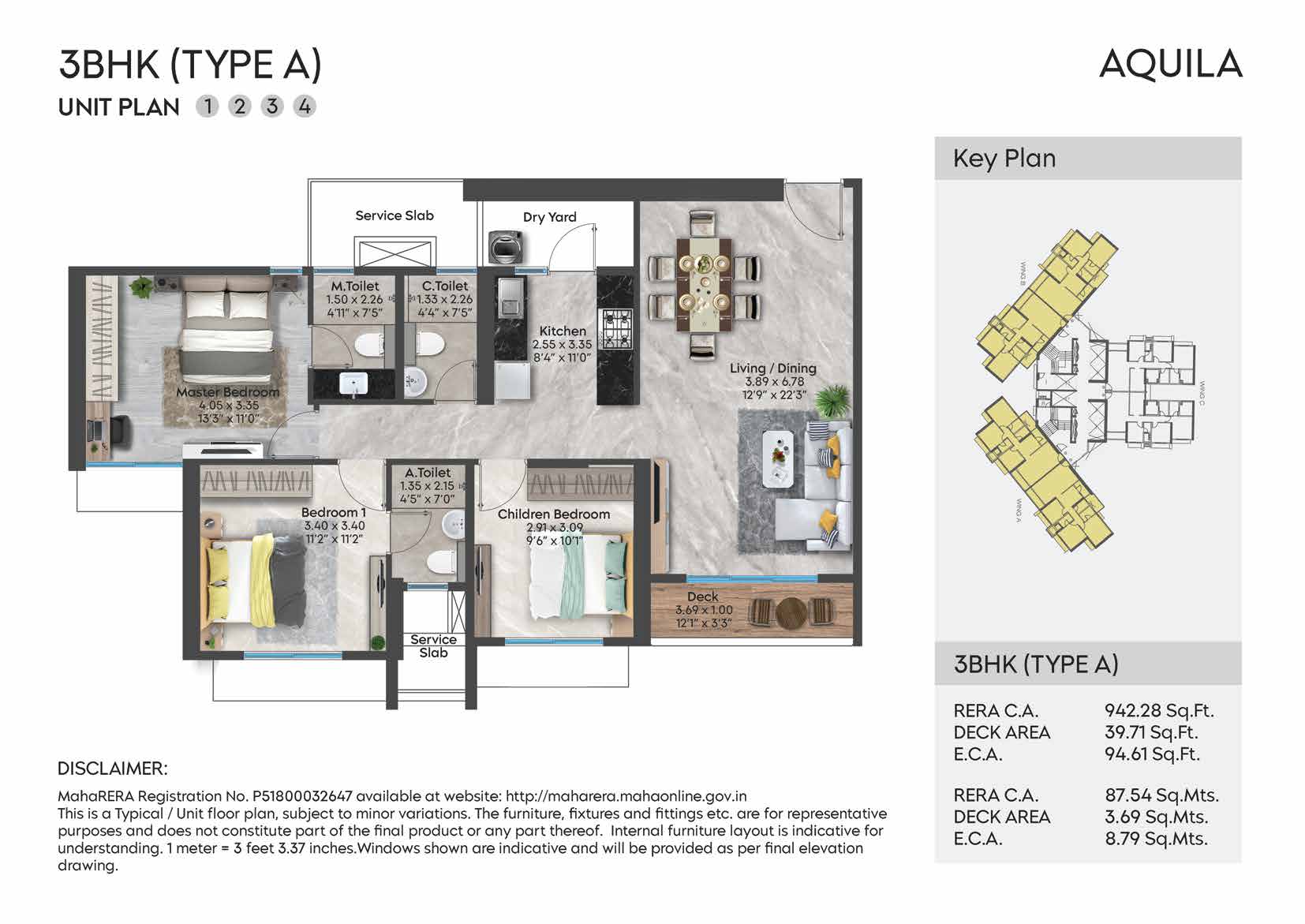 3BHK (Type A) floor plan