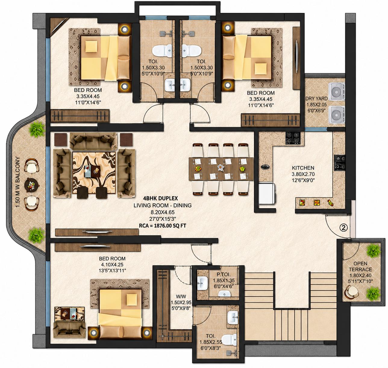 5BHK Duplex floor plan