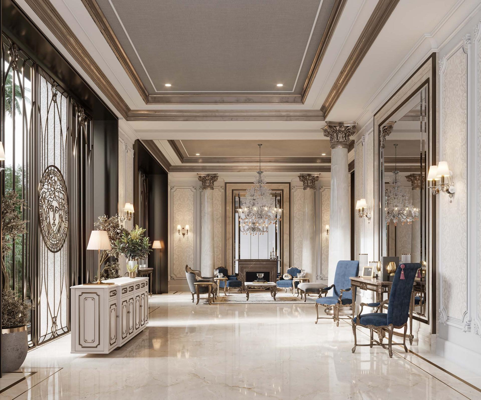 Grand entrance lobby at ABIL Mansion, Gamdevi