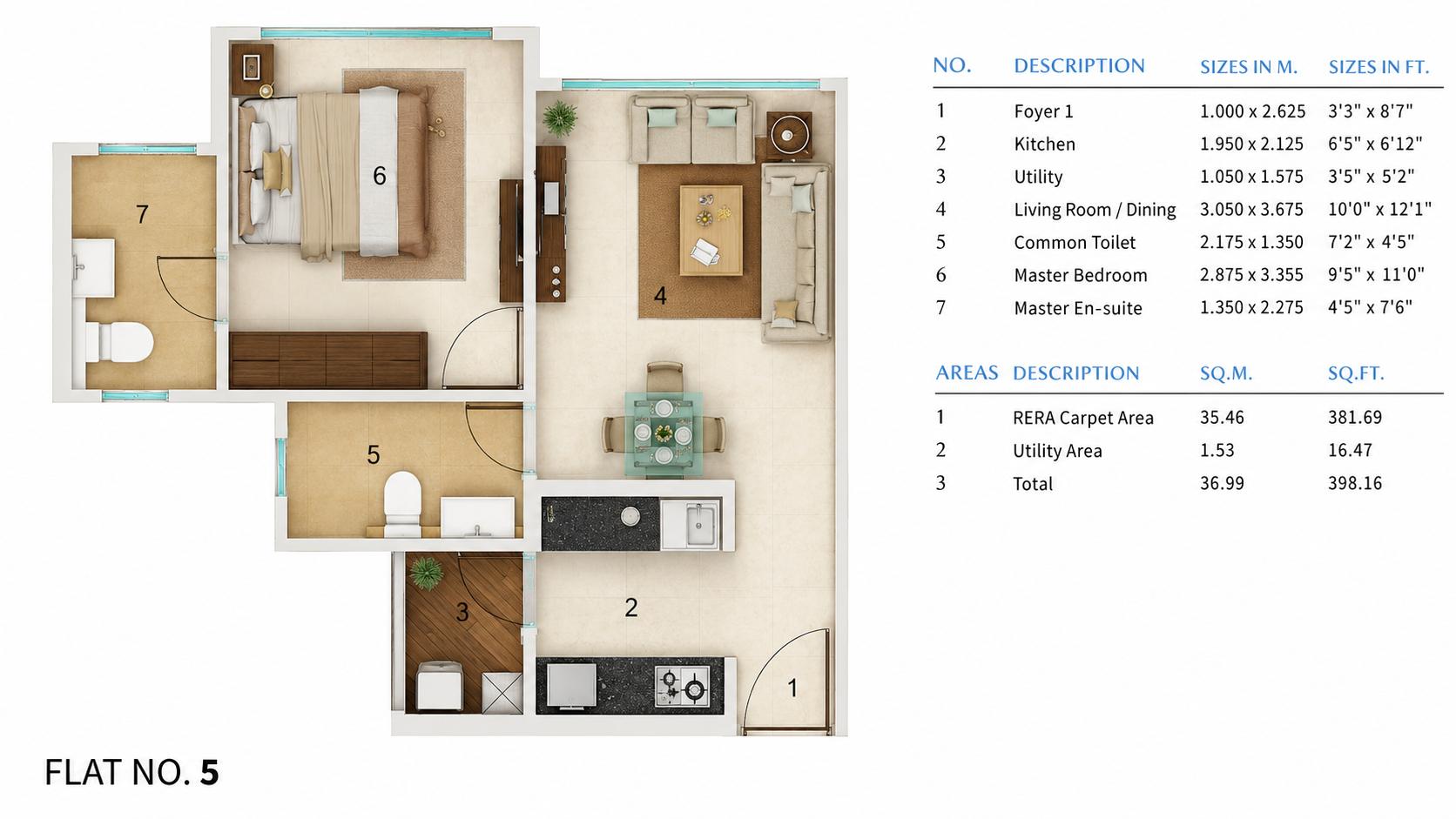 1BHK floor plan