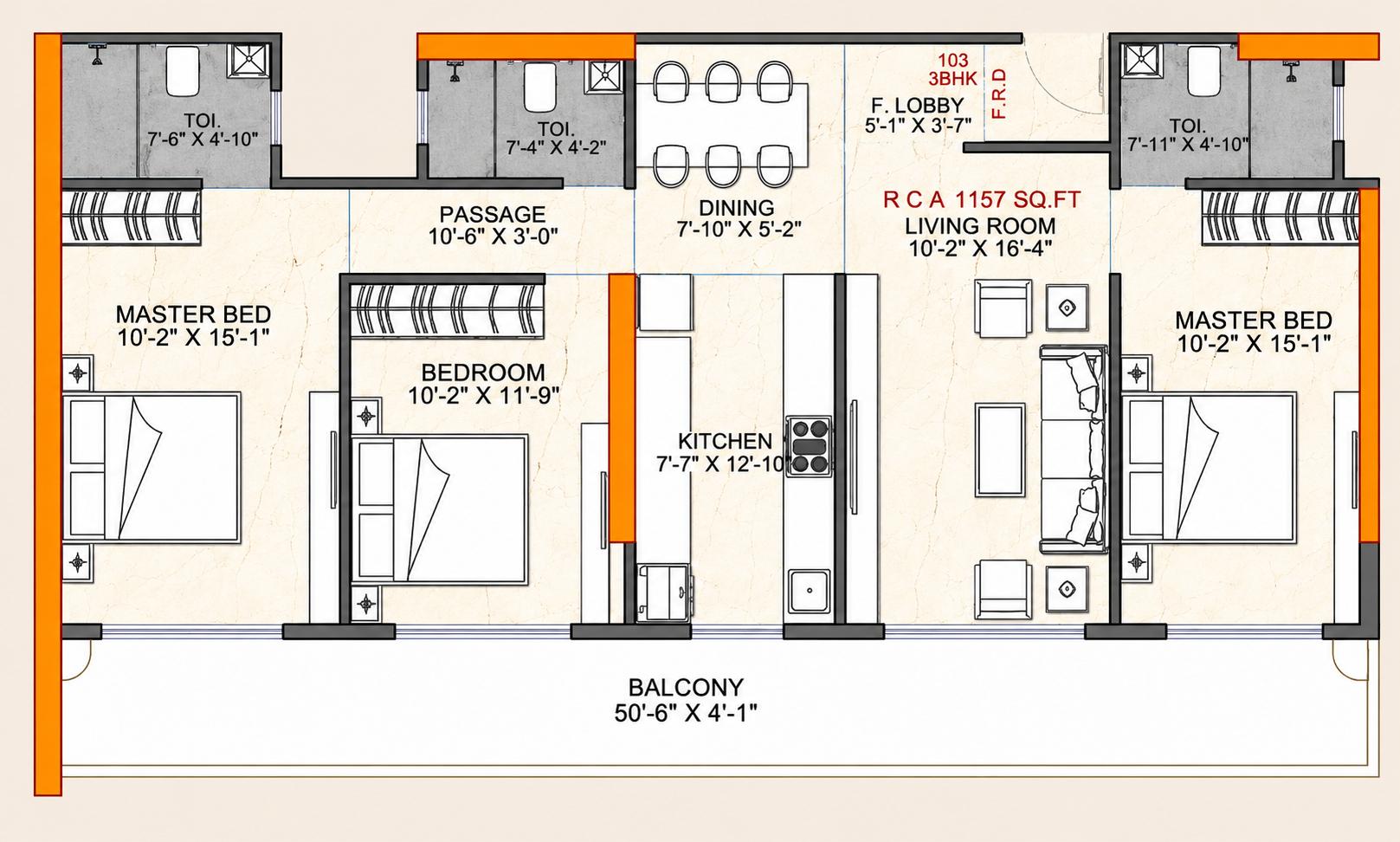 3BHK Signature floor plan