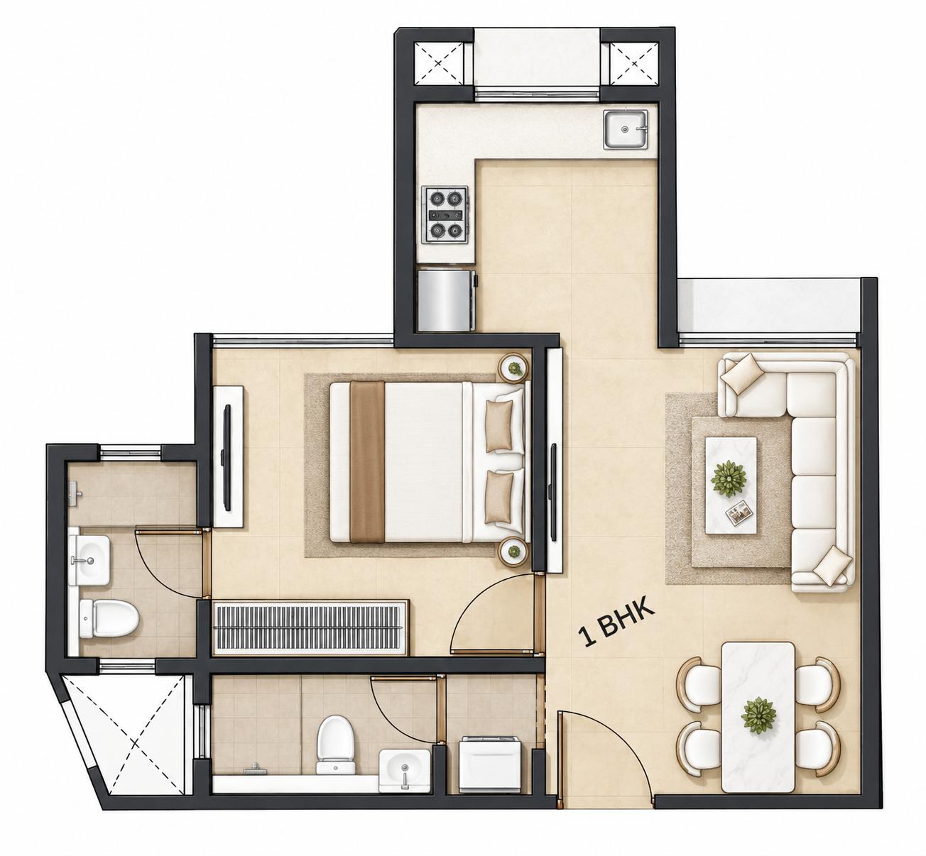1BHK floor plan