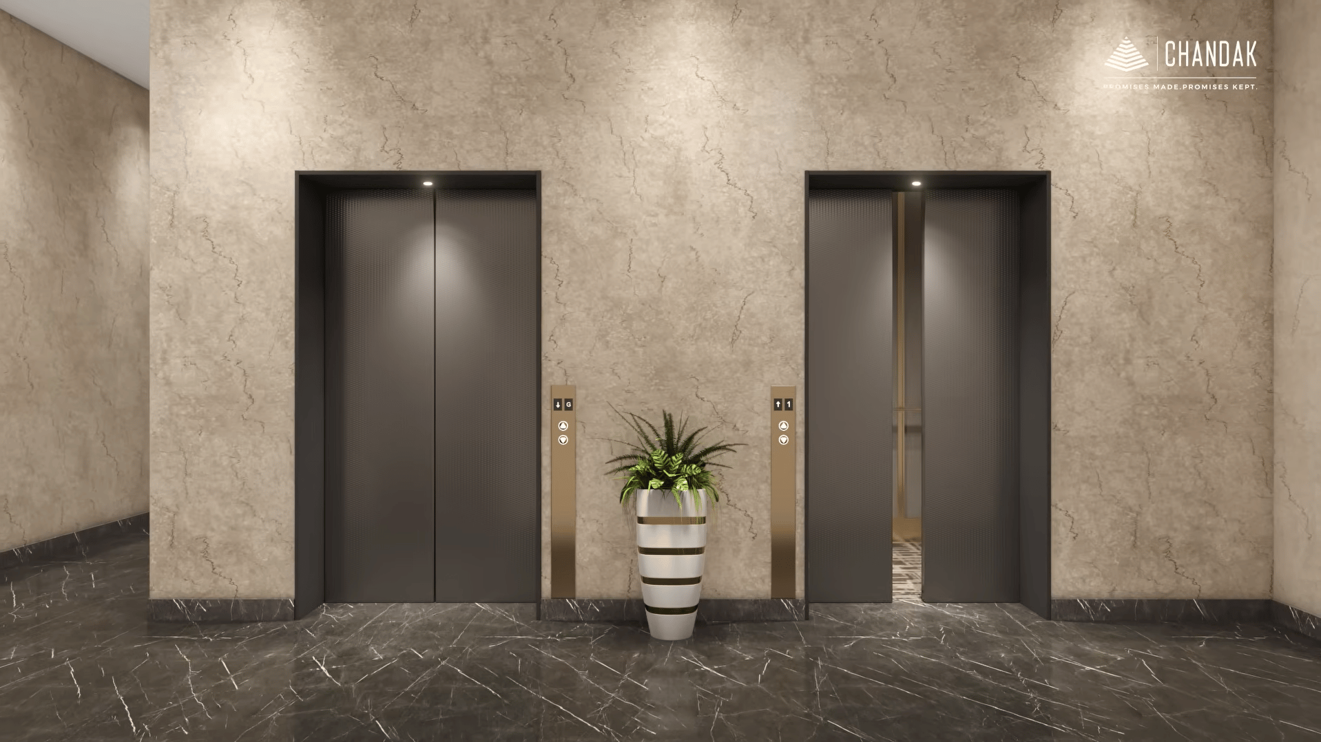 High-speed elevators at Chandak Highscape City, Chembur