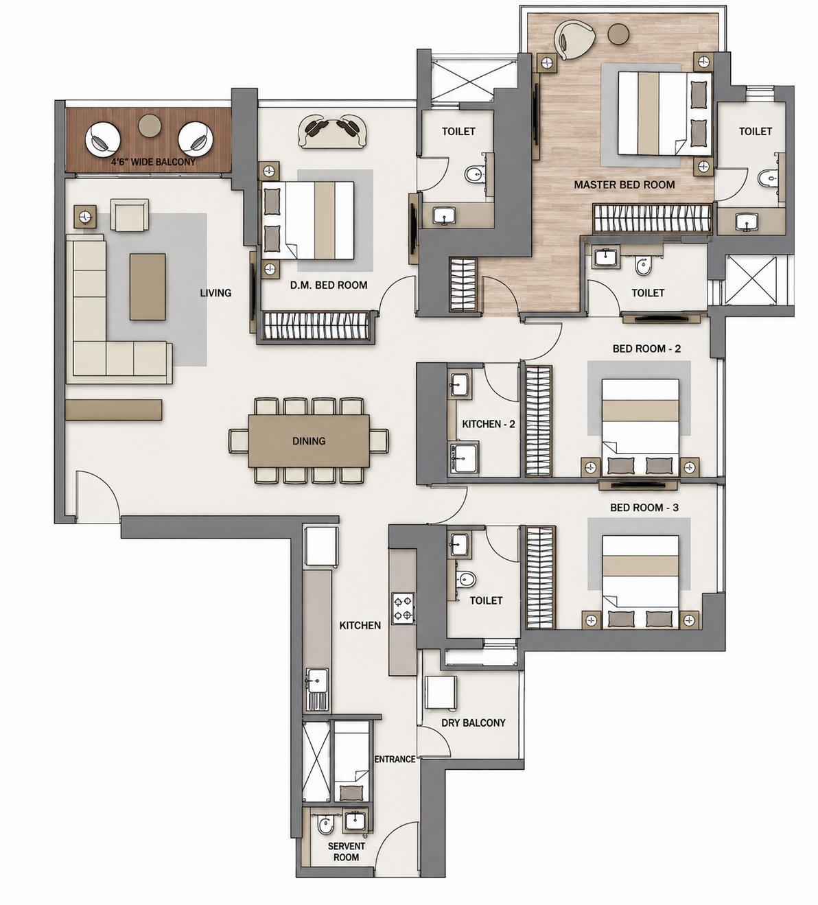 4BHK floor plan