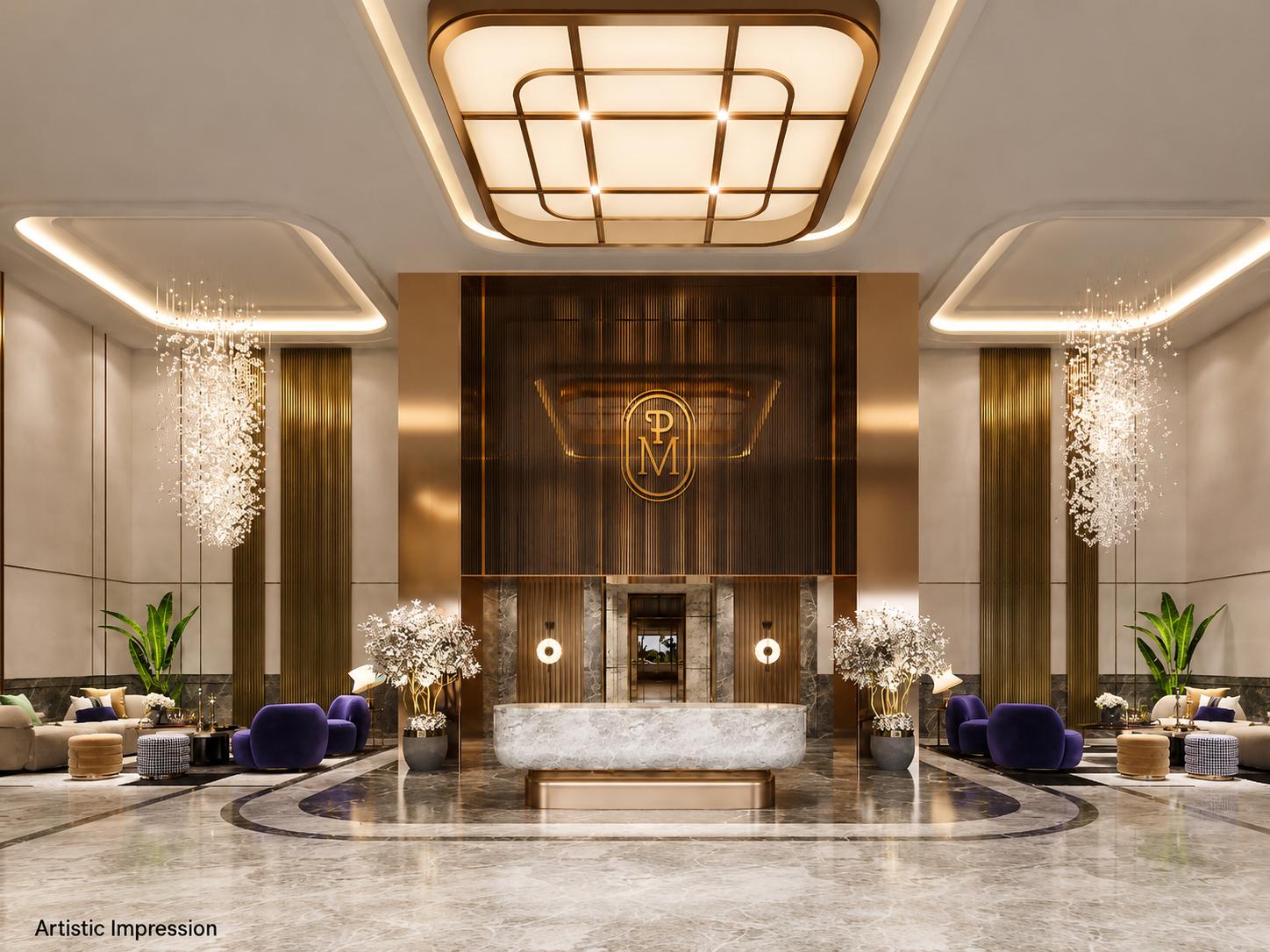 Grand entrance lobby at Piramal Mahalaxmi, Mahalakshmi