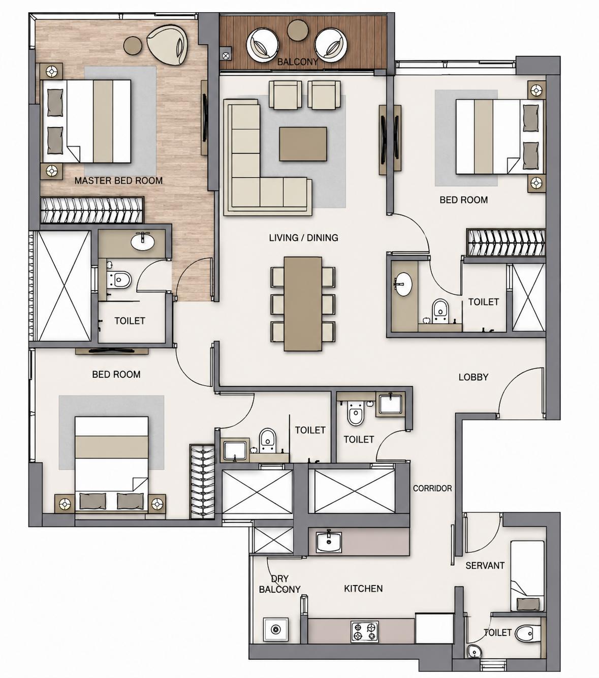 3BHK Luxury floor plan