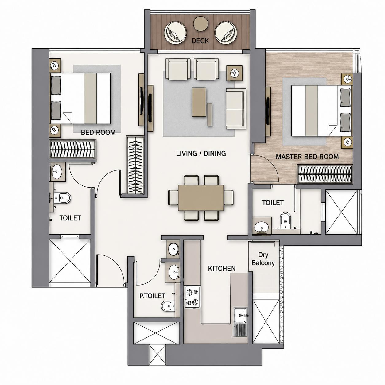 2BHK Luxury floor plan