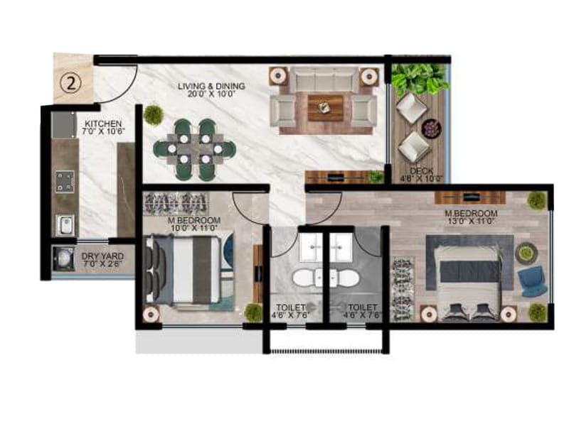 2BHK Premium floor plan