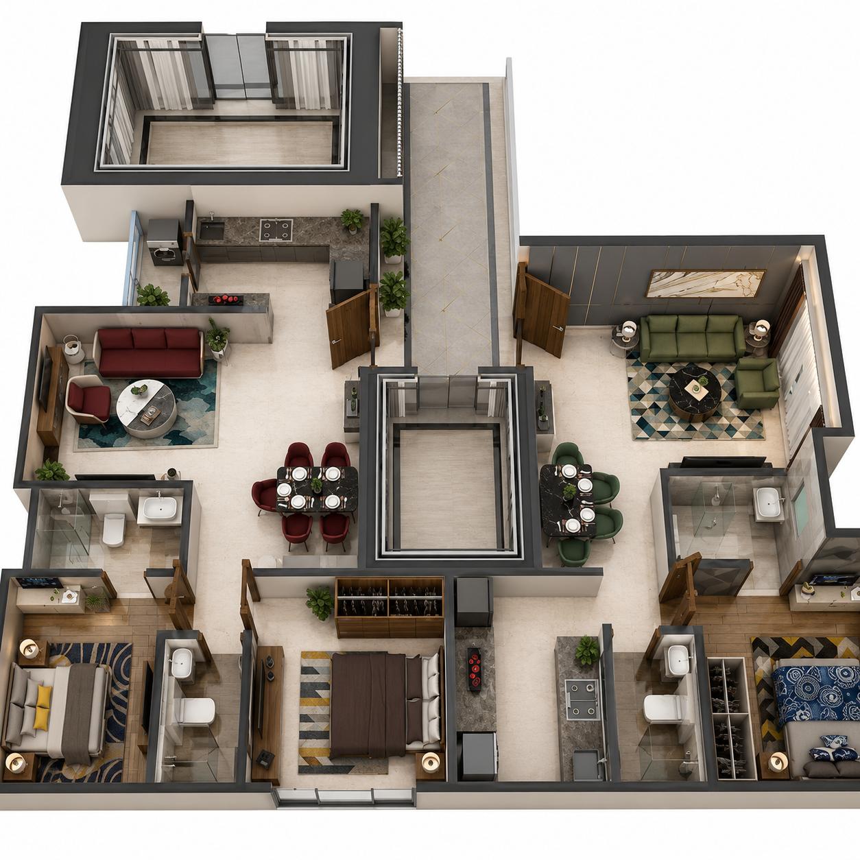 3BHK floor plan