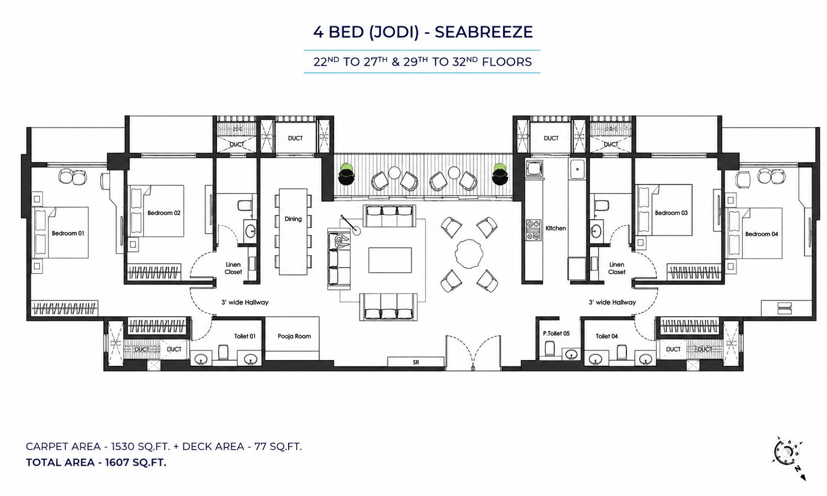 4BHK (2+2) Jodi floor plan