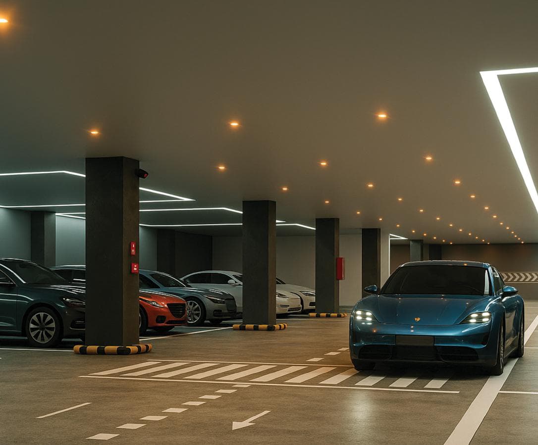 Visitor parking at Raya Terraces, Juhu
