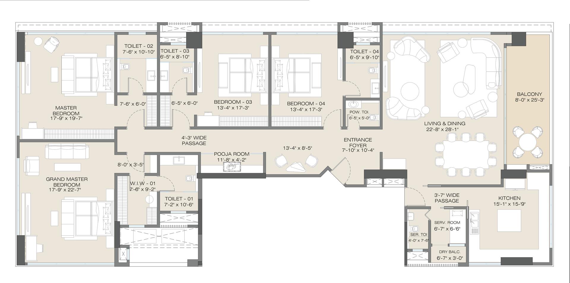 4 BHK floor plan
