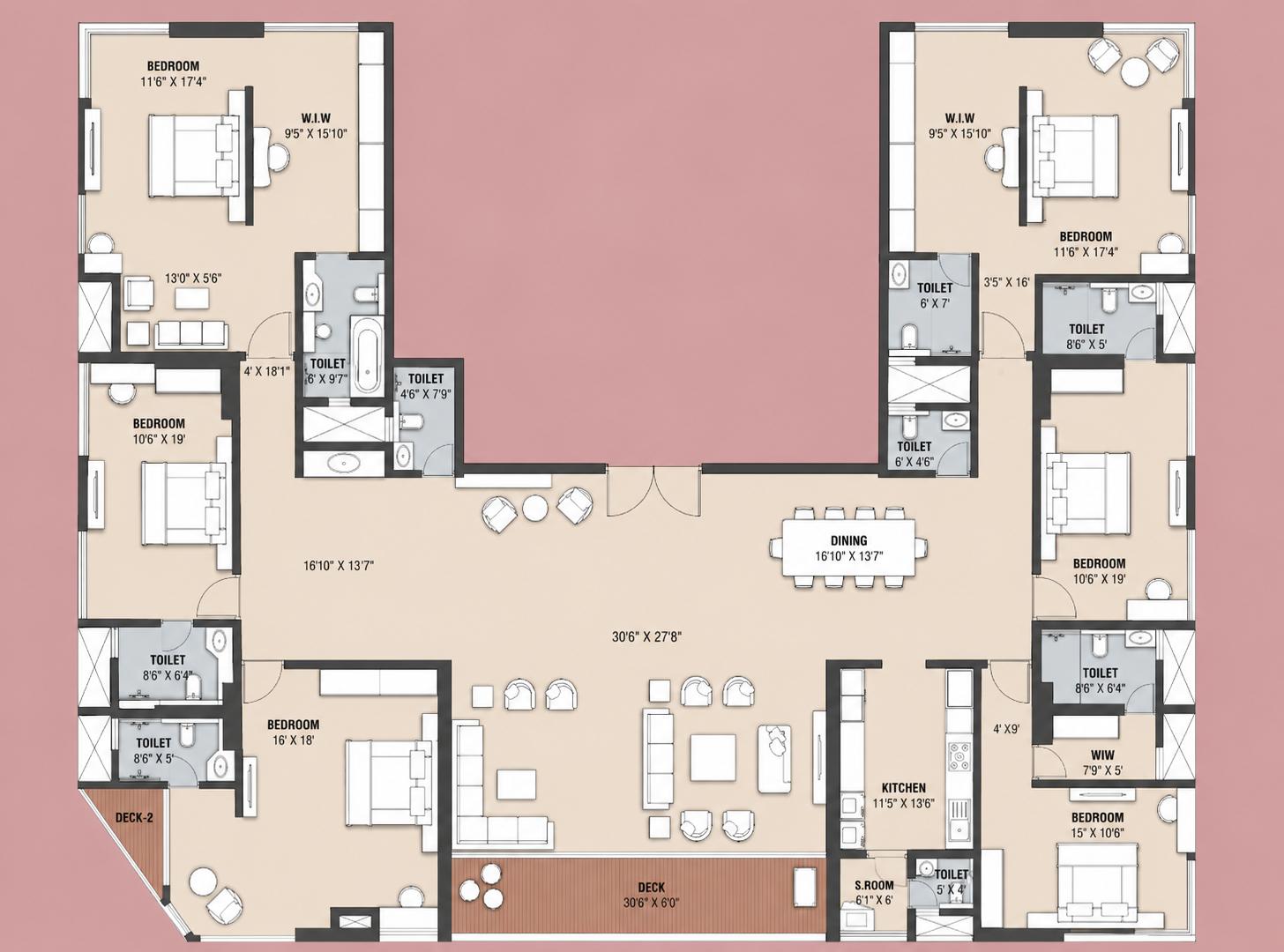 6BHK floor plan