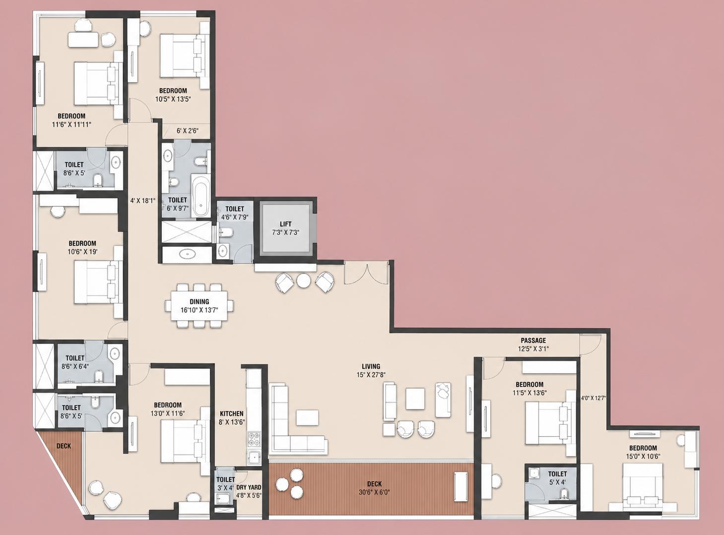 6BHK floor plan
