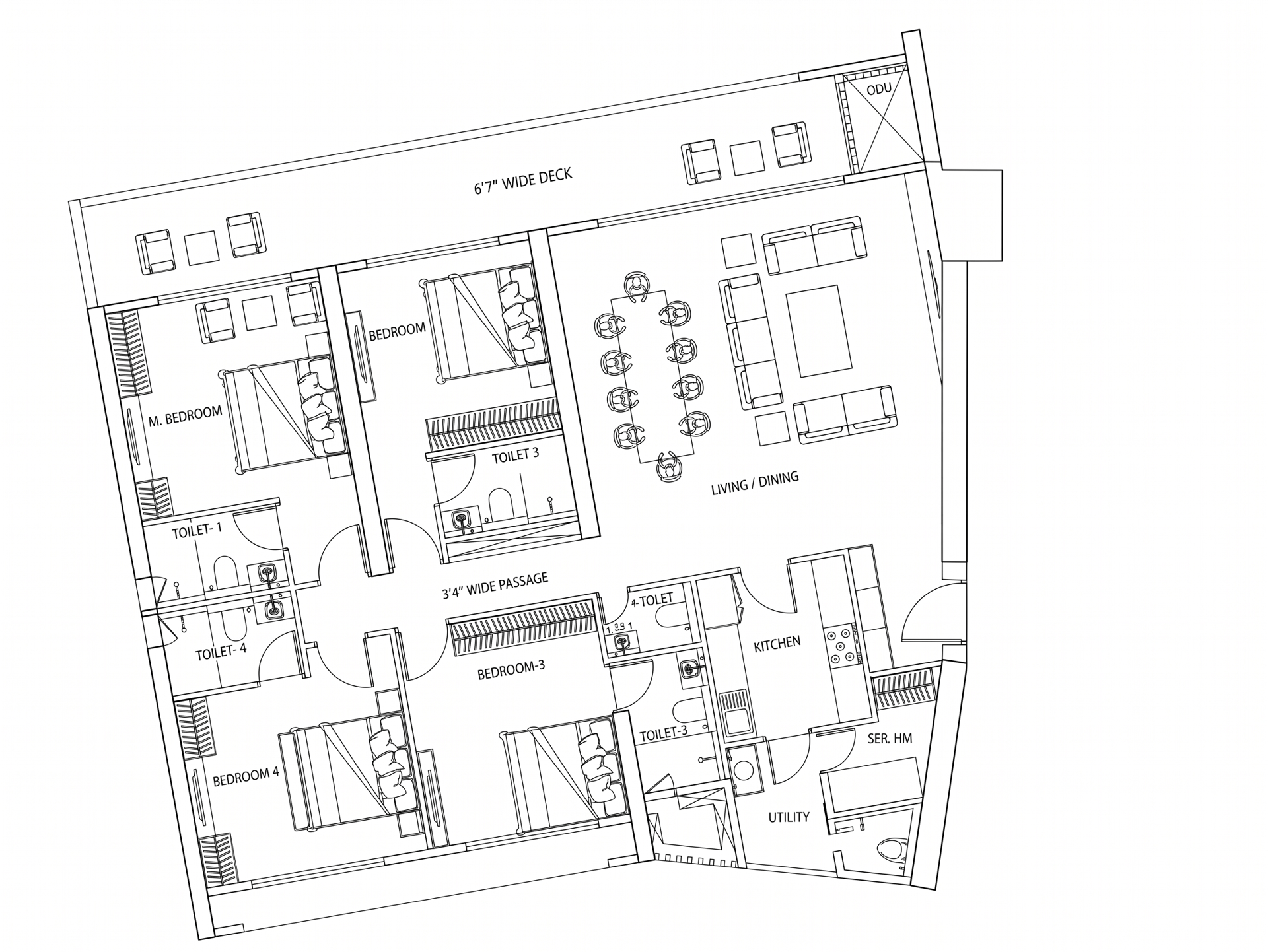 4 BHK Type1 floor plan