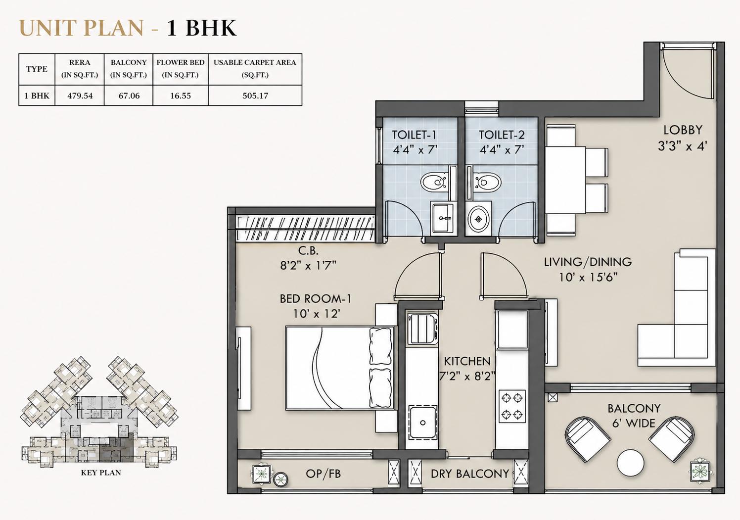 1BHK floor plan