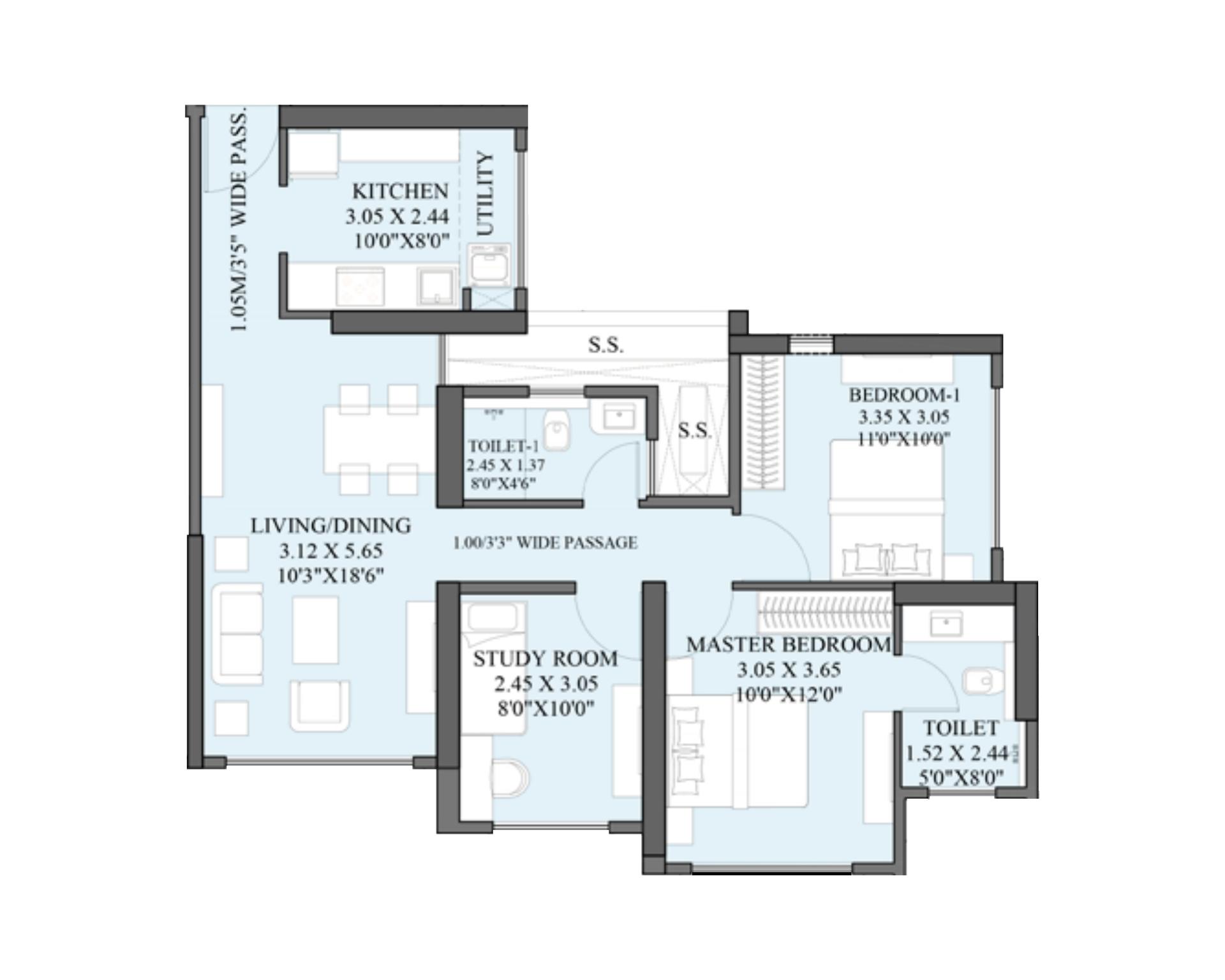 2.5 BHK floor plan