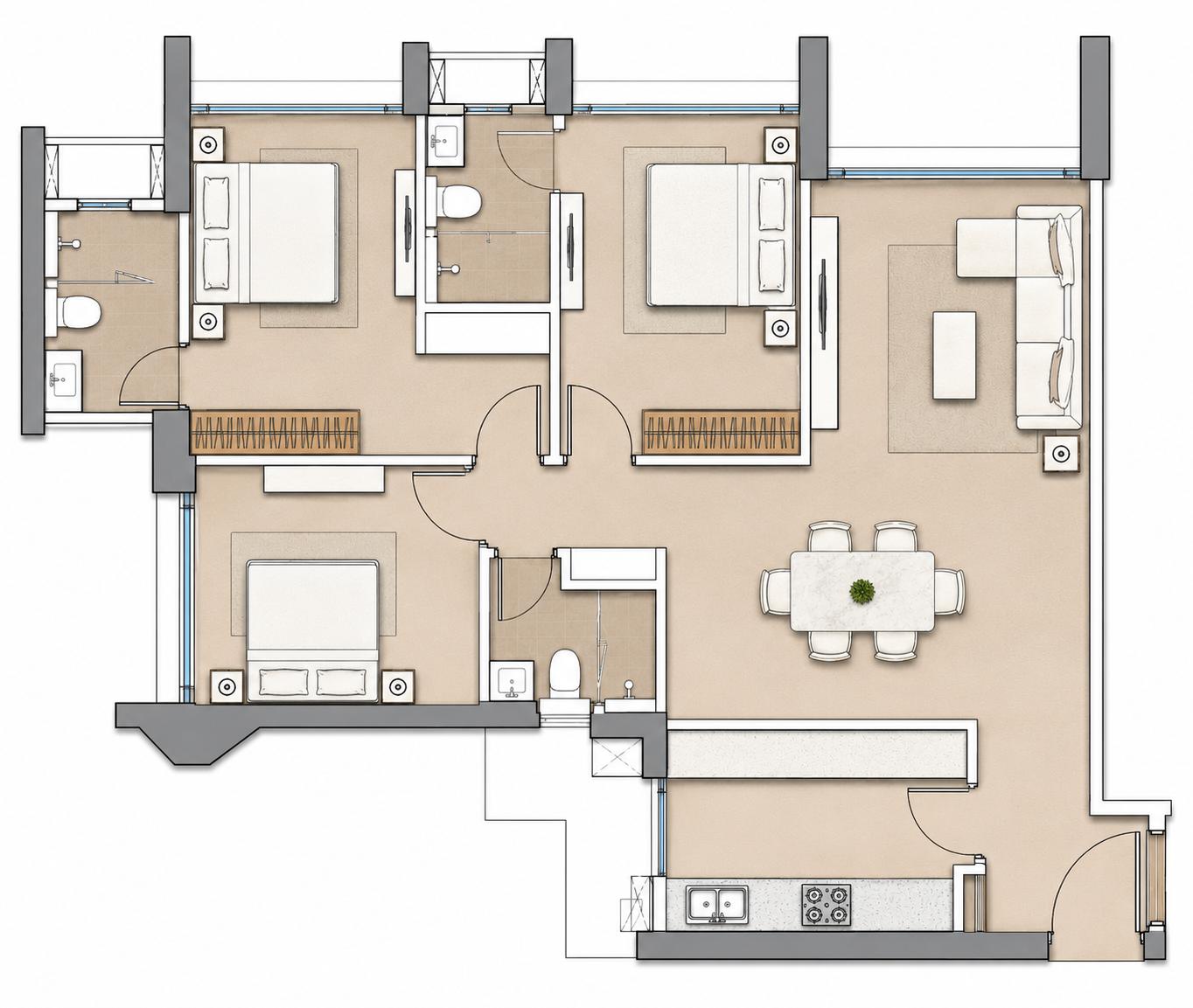 3BHK Luxury floor plan