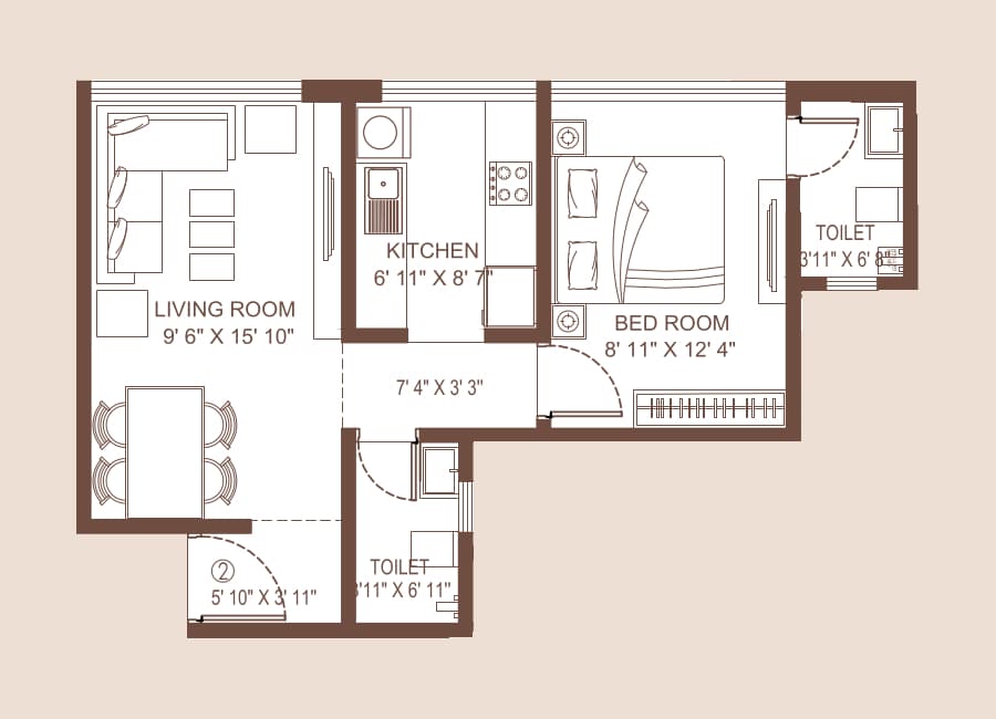 1 BHK floor plan