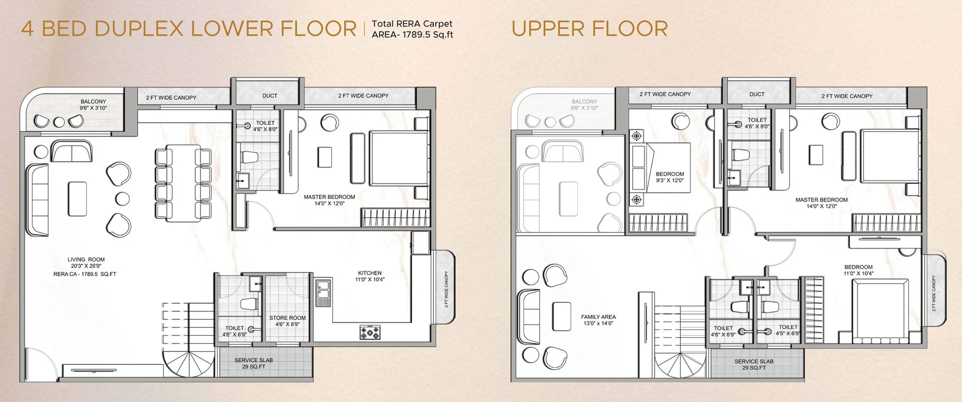 4 BHK - DUPLEX floor plan