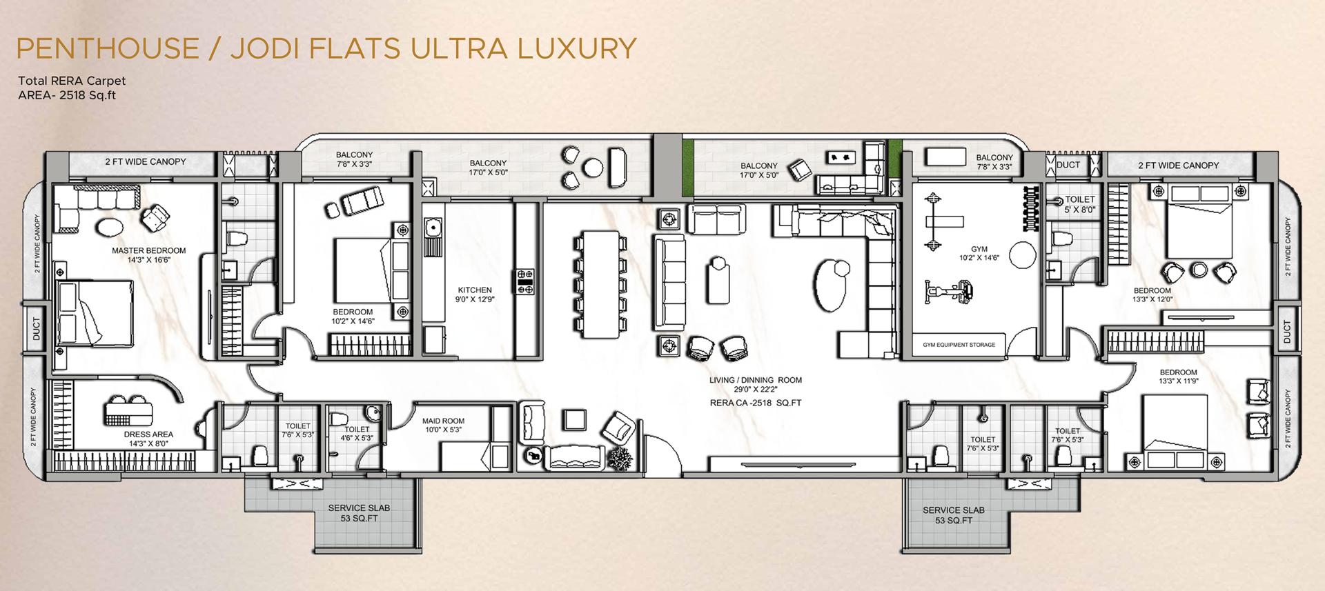 4 BHK - Jodi floor plan