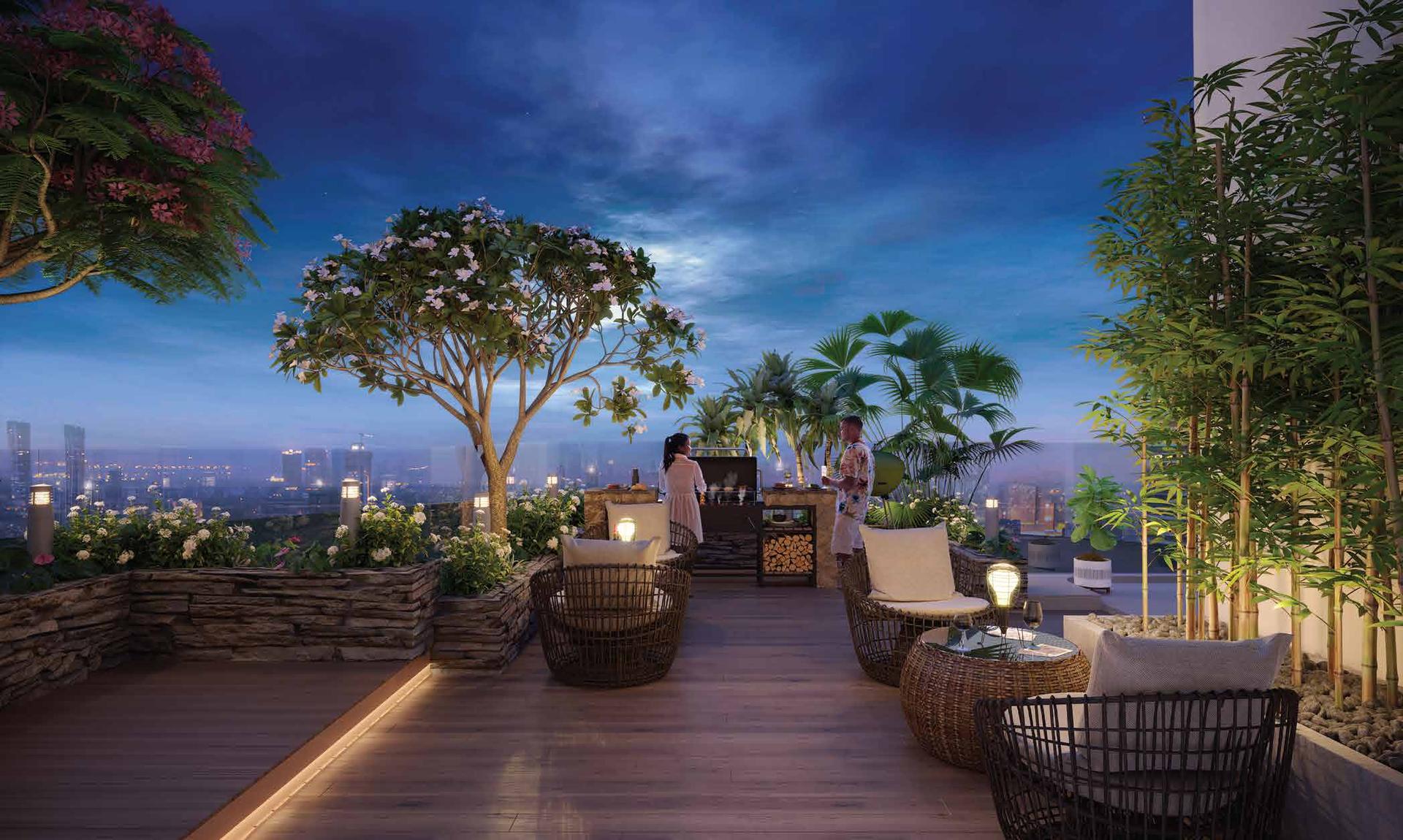 Rooftop terrace at Spenta Stardeous, Tardeo
