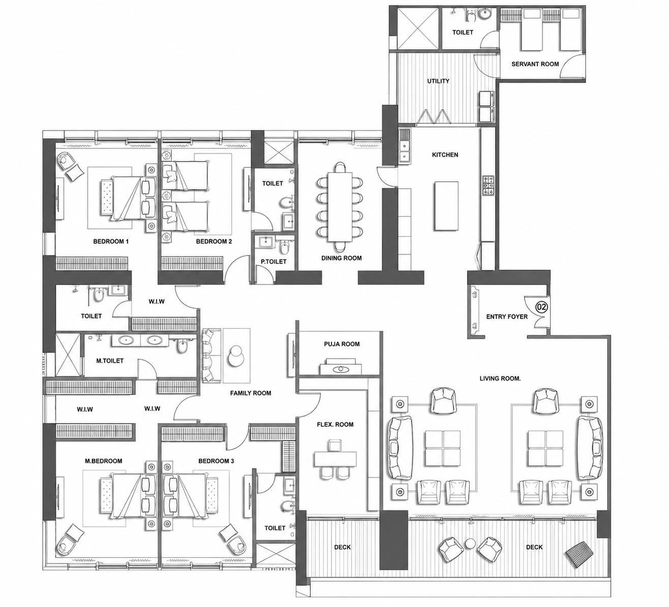 5BHK floor plan