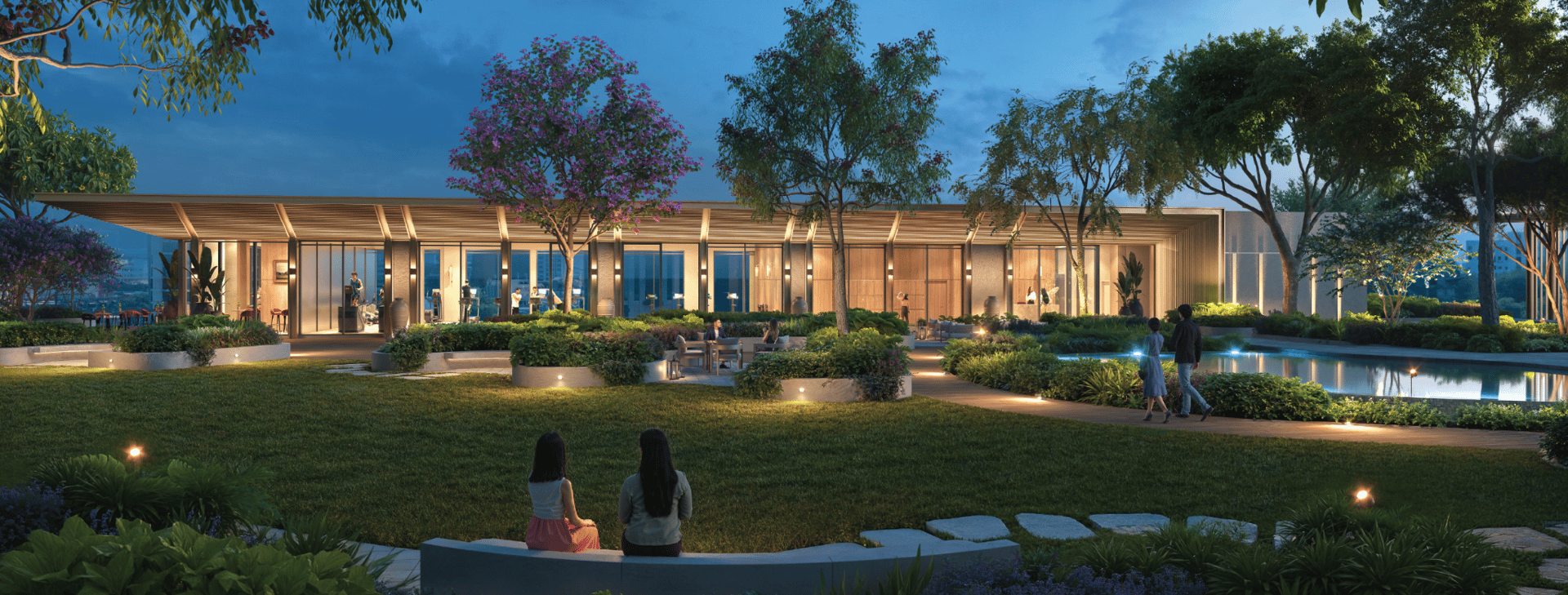Landscaped gardens at Kalpataru One, Worli