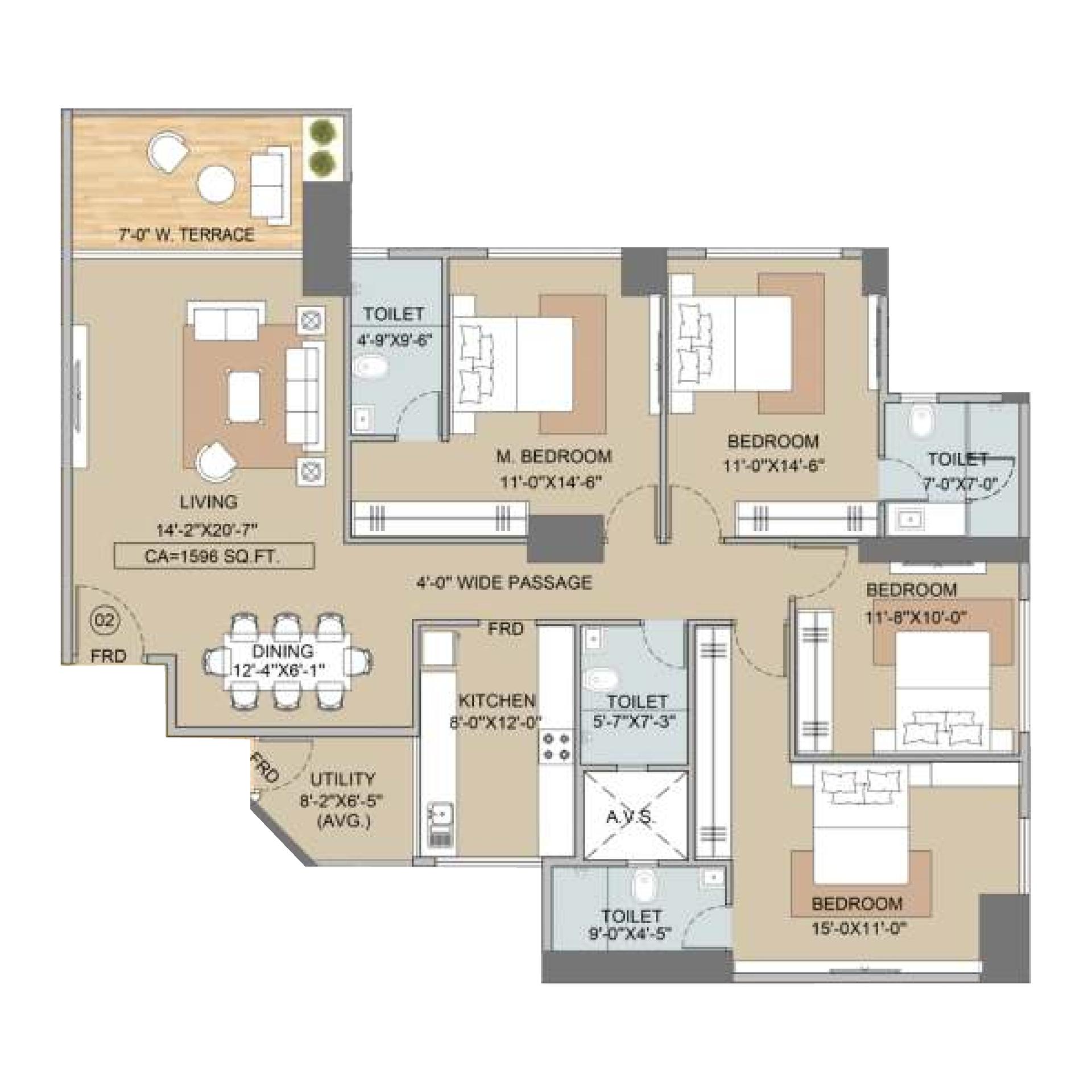 4BHK floor plan