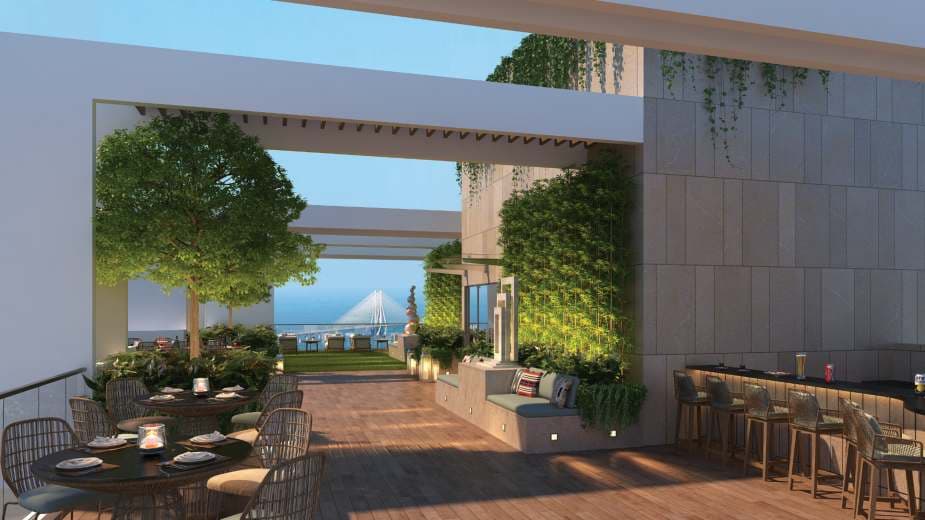 Rooftop terrace at Techno Aakasa, Worli