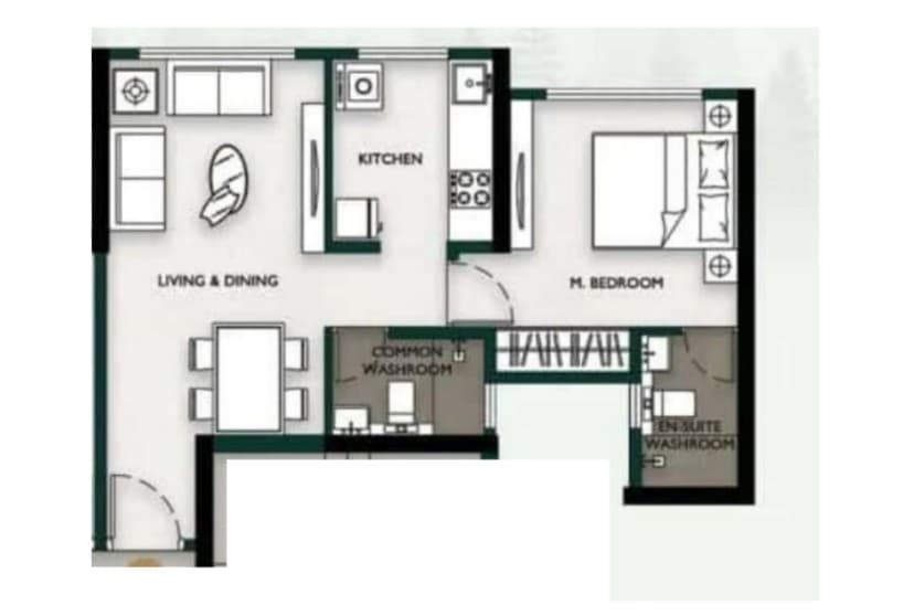 1BHK Elite floor plan