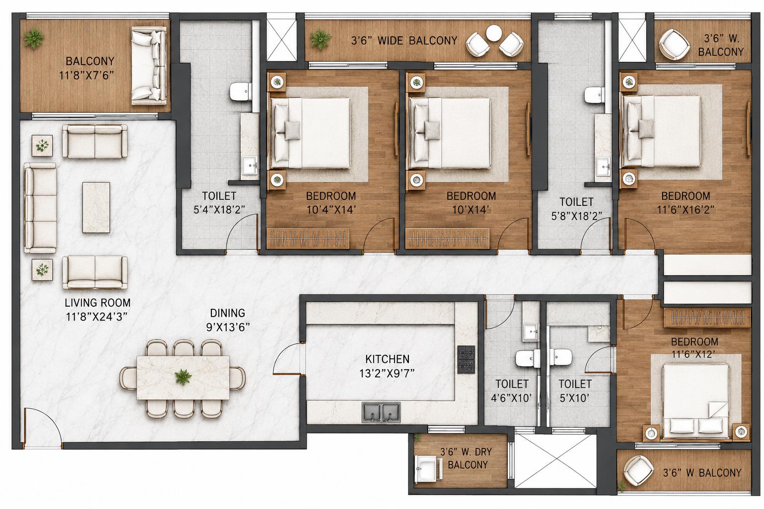 4BHK floor plan