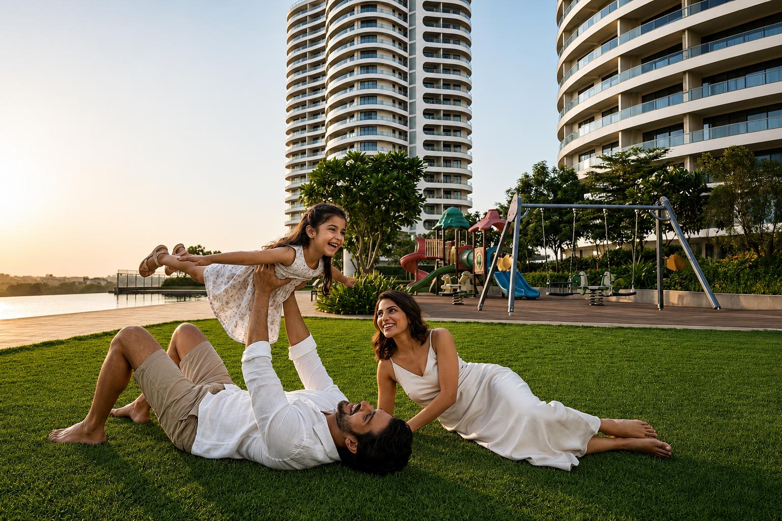 Landscaped gardens at Zen Oceana, Dadar West