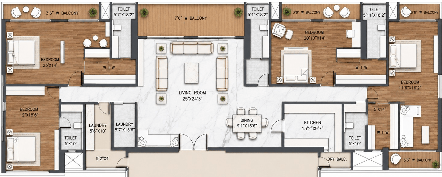 4BHK Luxury floor plan